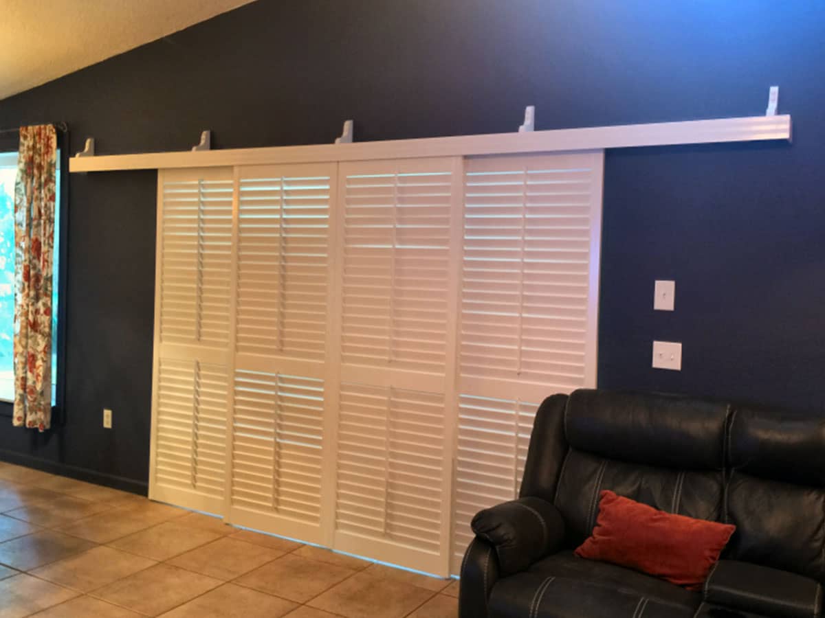Sliding ByPass Shutters for patio doors Plantation Closed Louvers